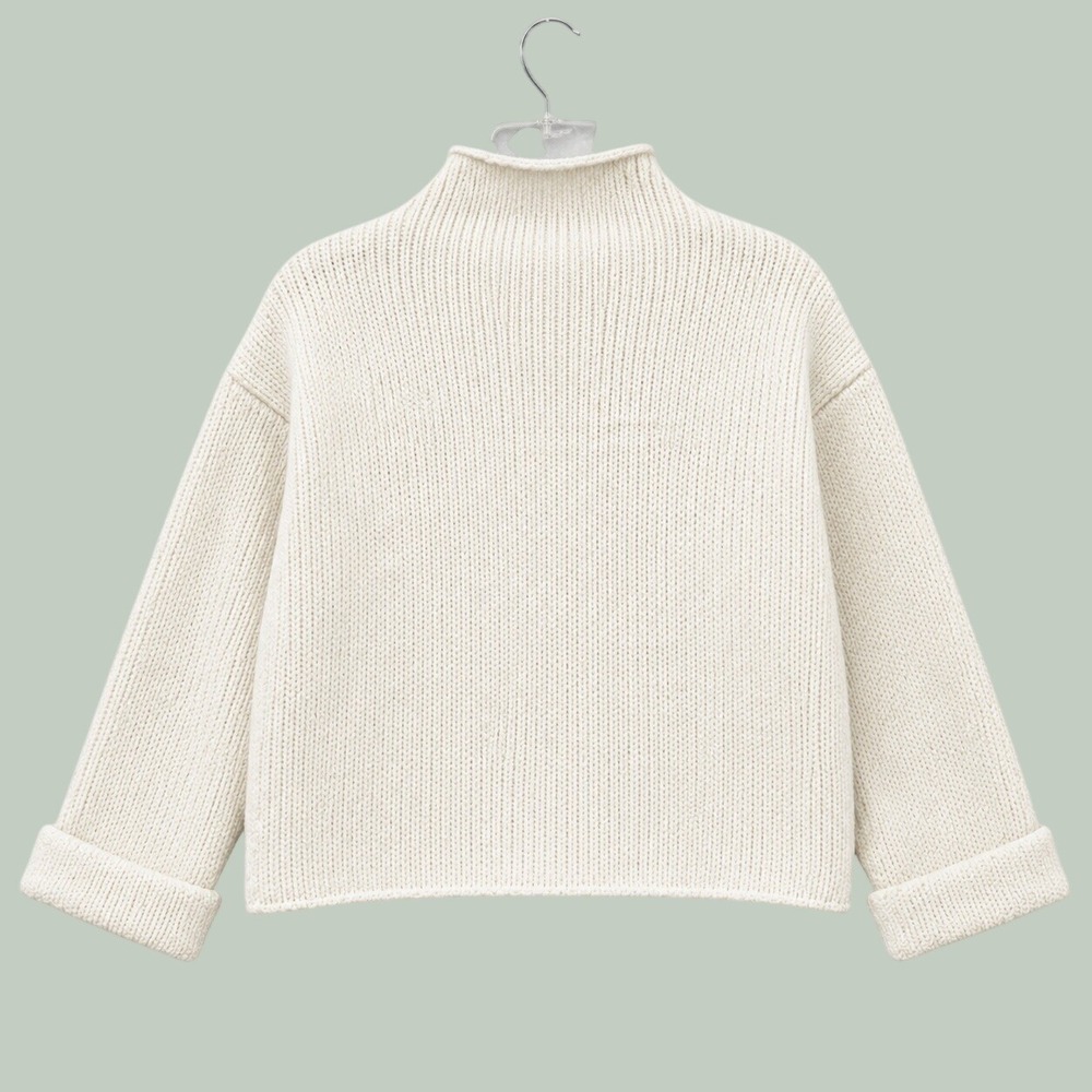 Moth Anthropologie Alpaca Blend Oversized Crop Sweater Womens XS Cream Slouchy